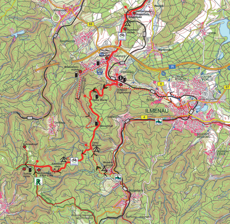 Karte Etappe Rennsteig - Angelroda