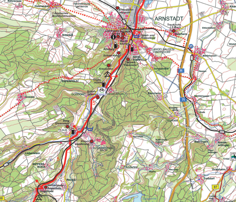 Karte Etappe Arnstadt - Erfurt-Hochheim