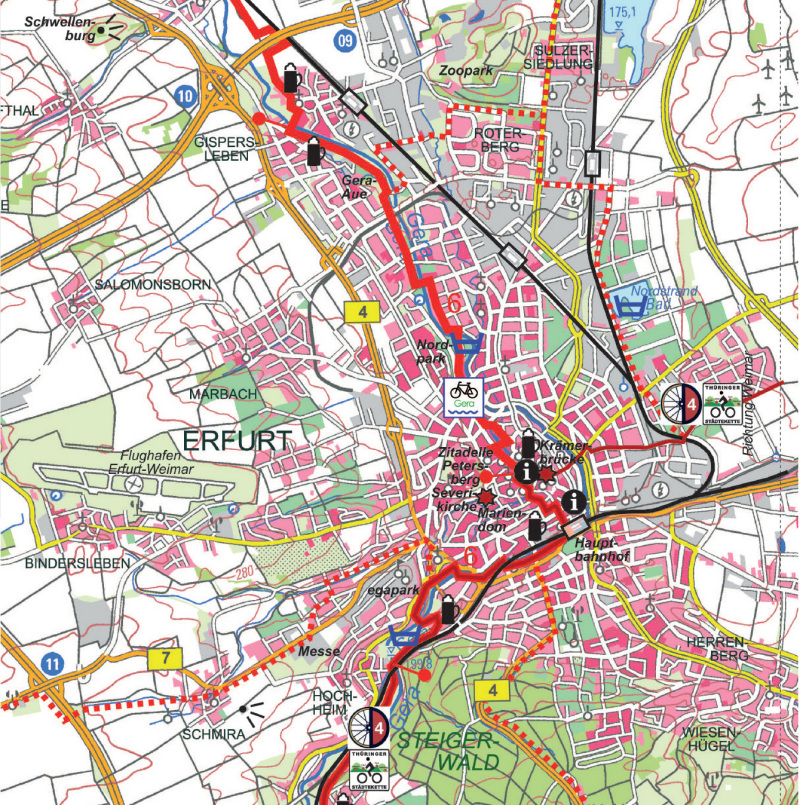 Karte Etappe Quer durch Erfurt