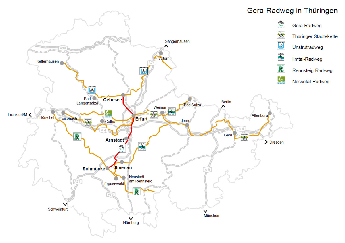Der Gera-Radweg in Thüringen
